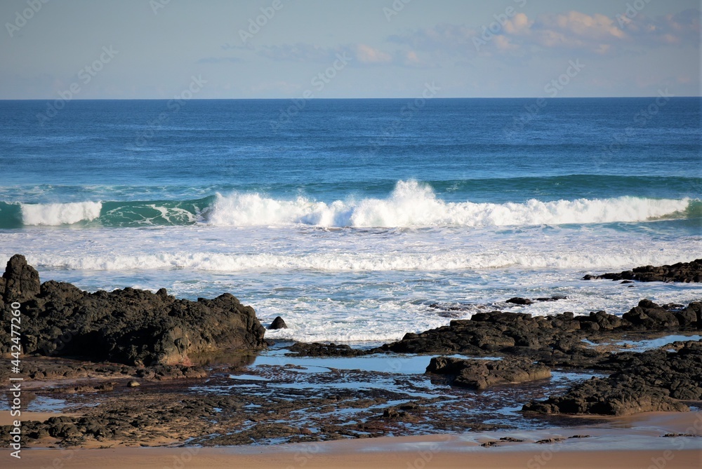 Waves crashing on rocks. Phillip Island. Victotria. Australia
