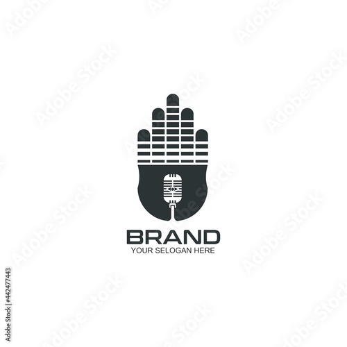 Hand equalizer mic logo prefect for podcast 
