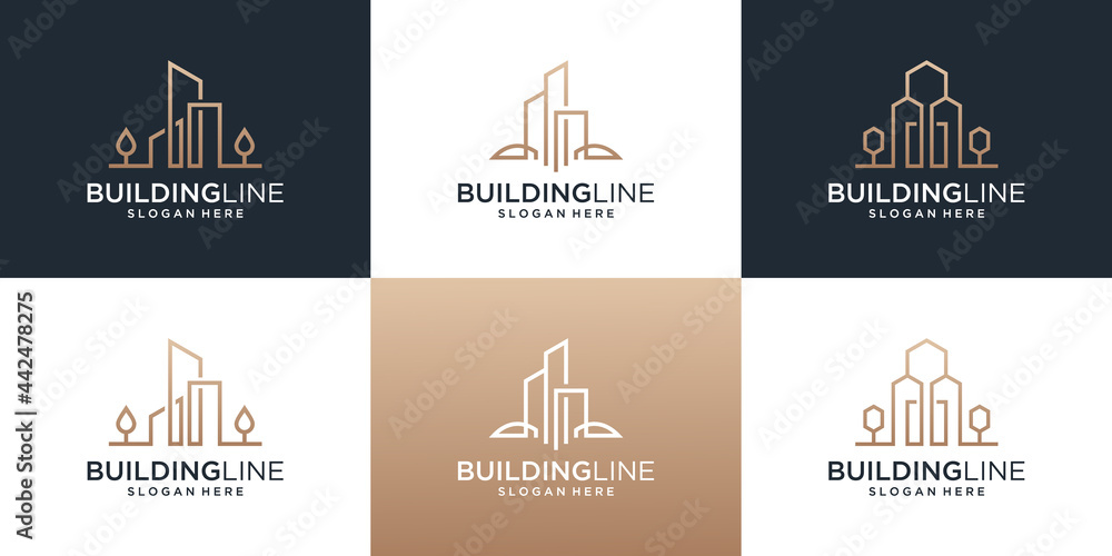 Set of luxury building logo design inspiration Set of luxury building logo design inspiration