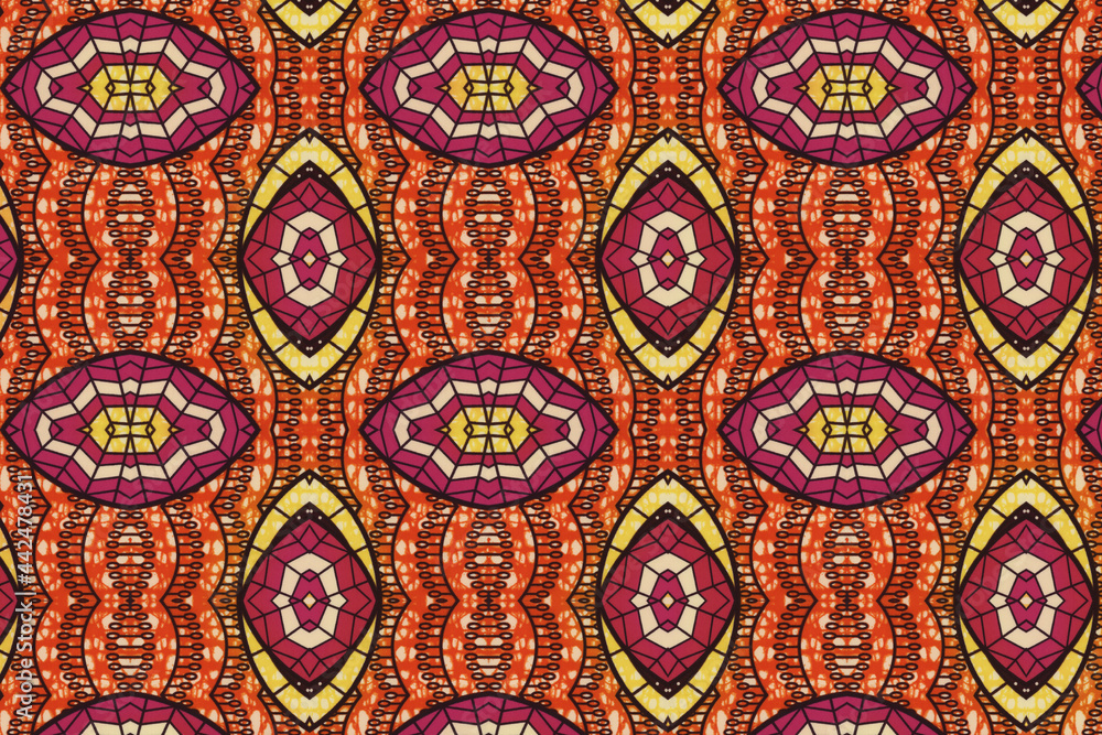 Colorful African fabric – Seamless pattern, cotton, photo