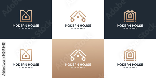Collection of real estate house logo template.