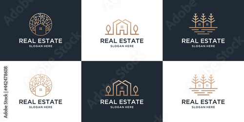 Set of collection real estate house logo template