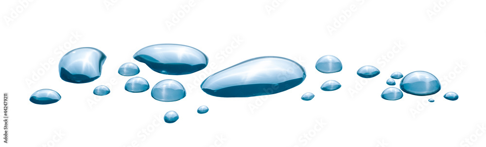 spilled water drop on the floor isolated on white background.