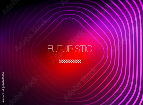 Neon color square shape lines abstract background. Shiny magic energy and motion concept, vector abstract wallpaper background