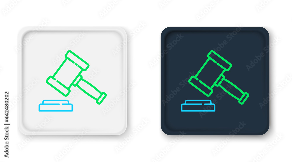 Line Judge gavel icon isolated on white background. Gavel for adjudication of sentences and bills, court, justice. Auction hammer. Colorful outline concept. Vector Line Judge gavel icon isolated on white background. Gavel for adjudication of sentences and bills, court, justice. Auction hammer. Colorful outline concept. Vector