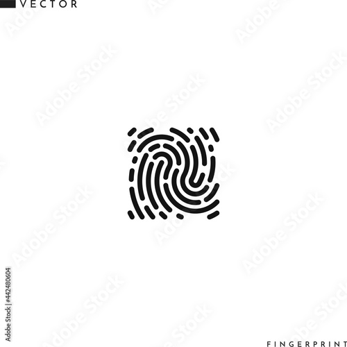 Human fingerprint in square. Vector illustration. Isolated fingerprint on white background