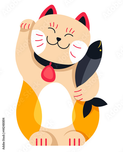 Maneki neko waving cat japanese mascot talisman