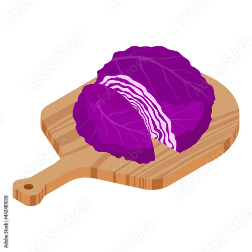 Cabbage and cutted cabbage on wooden chopping board