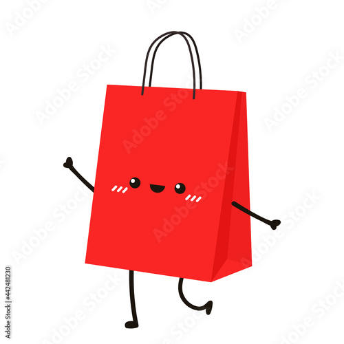 Paper bag character design. Red Paper bag vector.