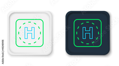 Line Helicopter landing pad icon isolated on white background. Helipad, area, platform, H letter. Colorful outline concept. Vector