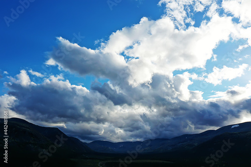 Altai mountains panorama view from drone, hill nature view of russia landscape