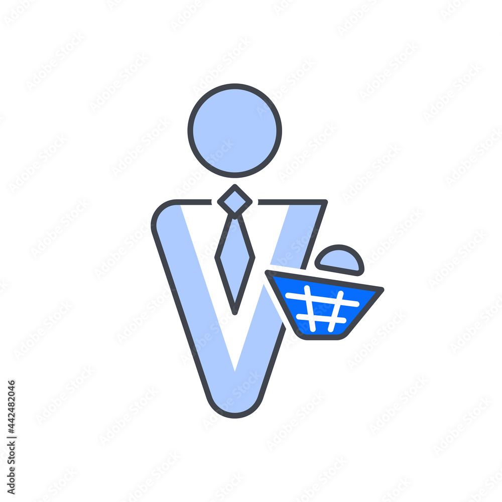 Become buyer. Vector icon in outline style Become buyer. Vector icon in outline style