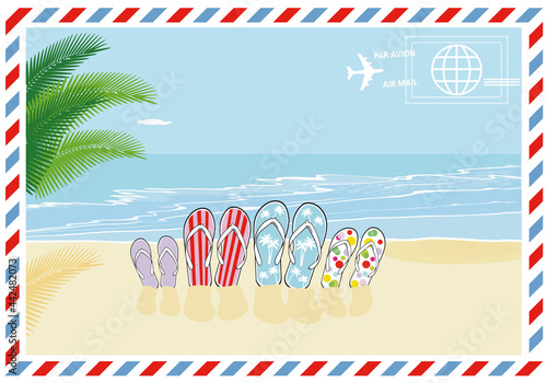 Urlaub und Reise, grüße von der Familie