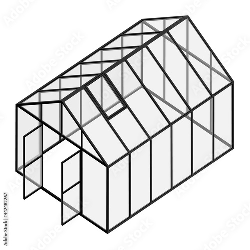 Empty greenhouse with opened door and closed window