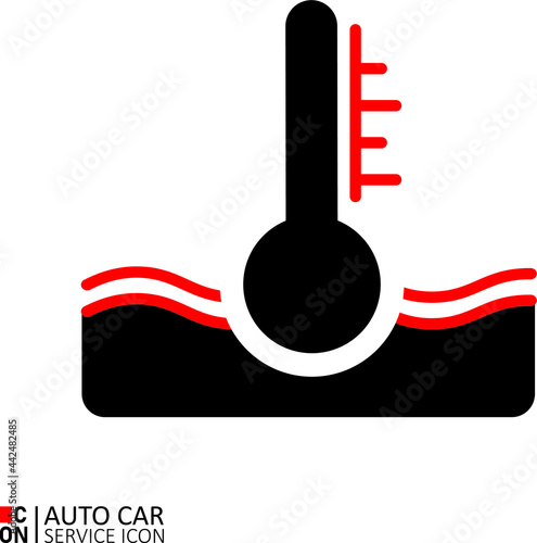 Measuring temperature. Vector image of car service icon. Conception of automobiles.