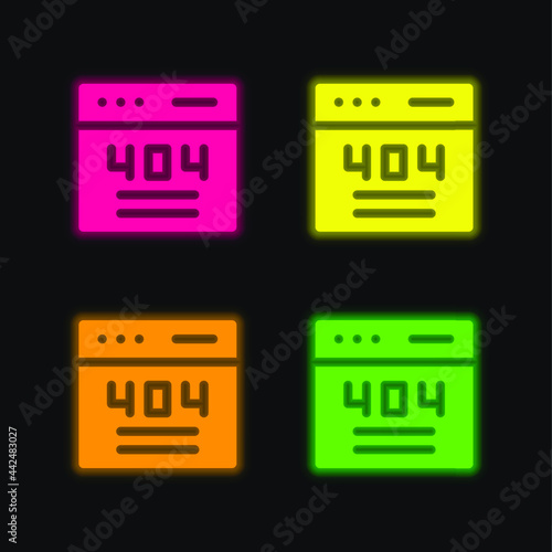 404 four color glowing neon vector icon