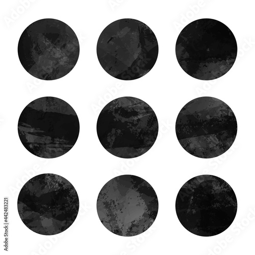 Hand drawn highlights set. Set of backgrounds and templates for social networks in grunge style. Vector imitation of dark watercolor.Isolated.