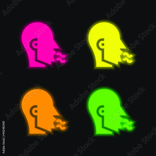 Bad Breath four color glowing neon vector icon