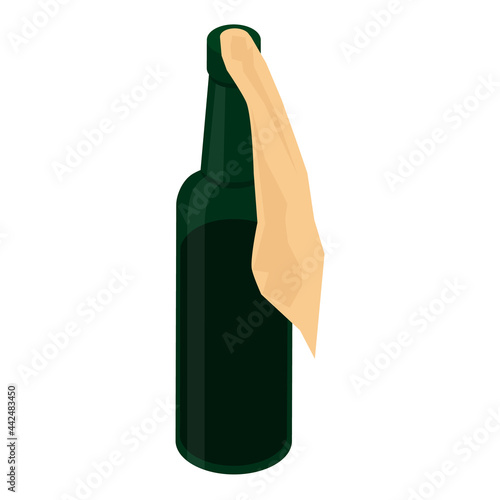 Bottle molotov cocktail isolated on white background. Protest symbol. Vector