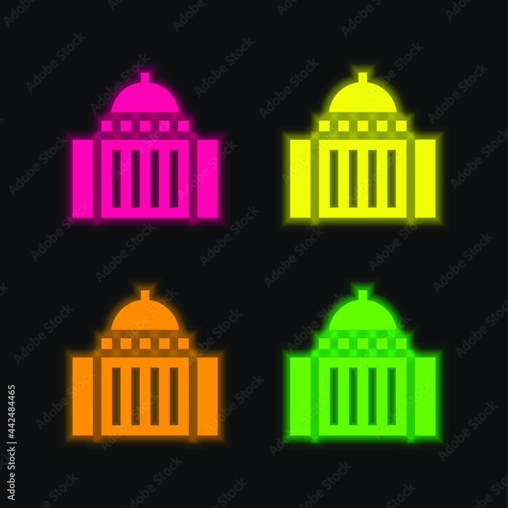 Art Museum four color glowing neon vector icon