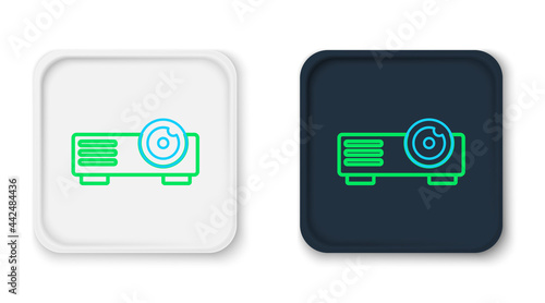 Line Presentation, movie, film, media projector icon isolated on white background. Colorful outline concept. Vector