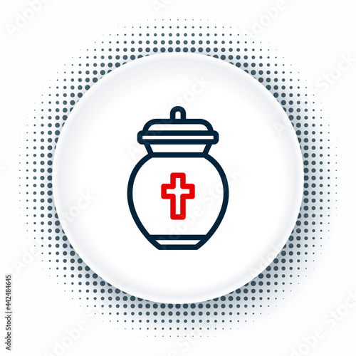 Line Funeral urn icon isolated on white background. Cremation and burial containers, columbarium vases, jars and pots with ashes. Colorful outline concept. Vector