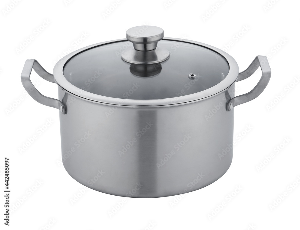 modern classic cookware product like new technology pan fry, big soup pot, rack and spatula on white background utensil for kitchen modern classic cookware product like new technology pan fry, big soup pot, rack and spatula on white background utensil for kitchen