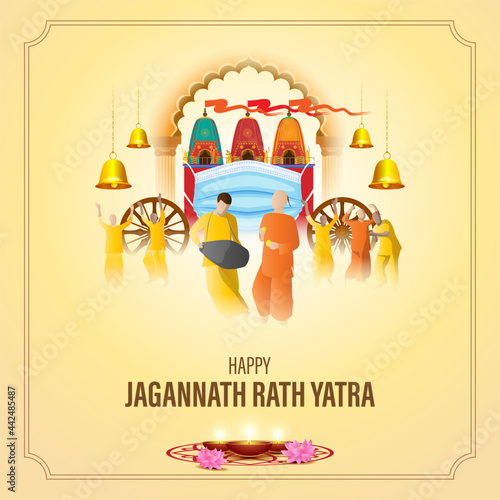 vector illustration for Indian festival Rath Yatra means Chariot Festival.