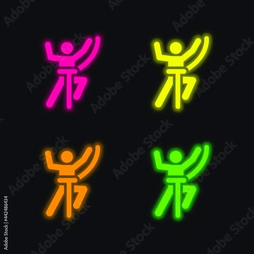 Adventure four color glowing neon vector icon