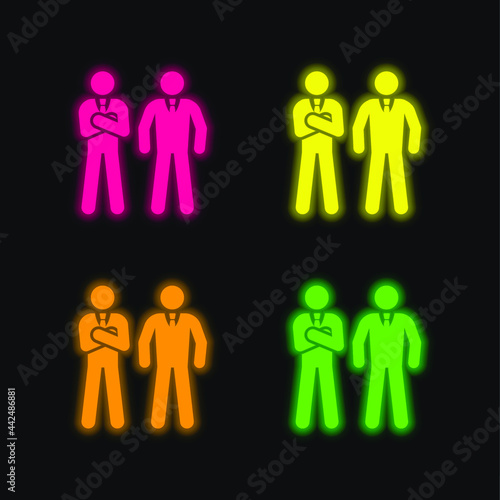 Bodyguard four color glowing neon vector icon