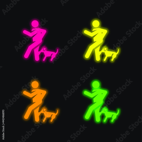 Bite four color glowing neon vector icon