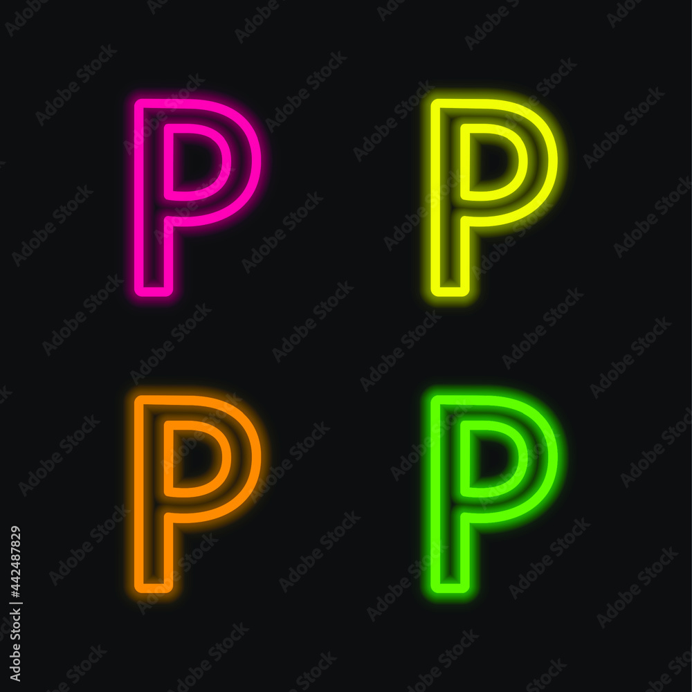 Botswana Pula Currency Sign four color glowing neon vector icon Botswana Pula Currency Sign four color glowing neon vector icon