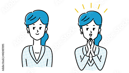 若いビジネスウーマンのイラスト素材/正面/喜ぶ