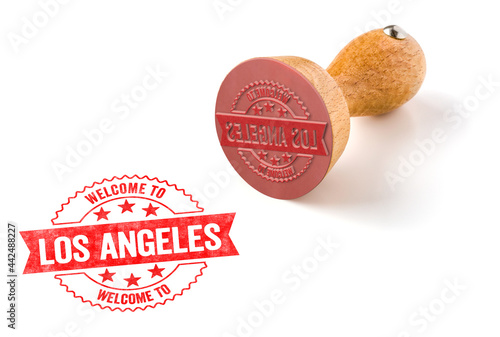 A rubber stamp on a white background - Welcome to Los Angeles