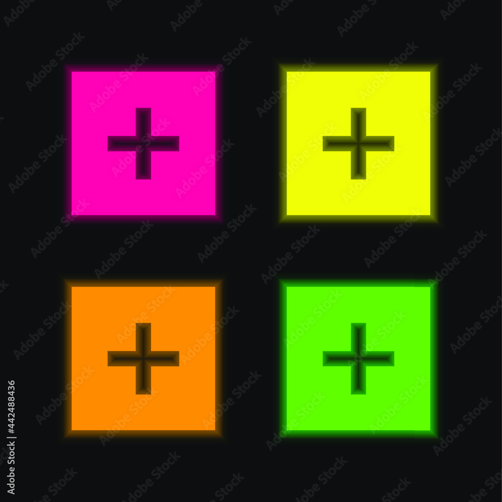 Obraz premium Add four color glowing neon vector icon