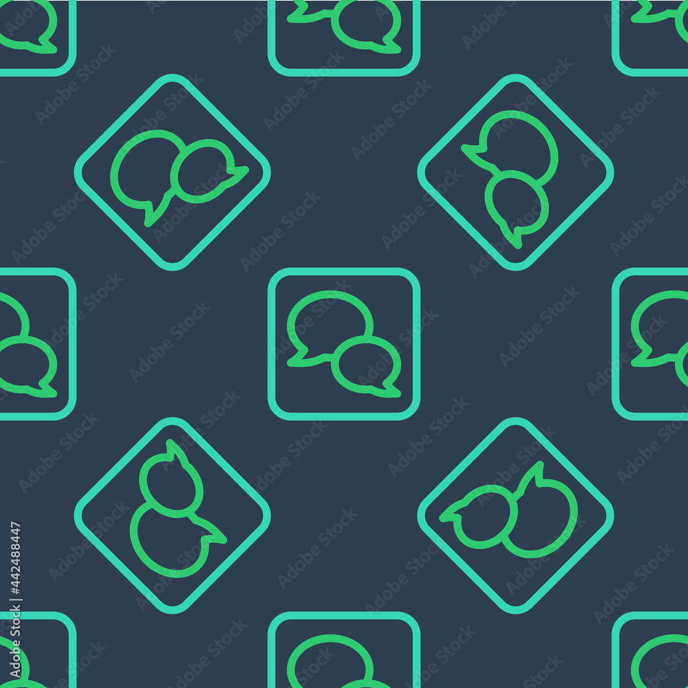 Line Speech bubble chat icon isolated seamless pattern on blue background. Message icon. Communication or comment chat symbol. Vector Line Speech bubble chat icon isolated seamless pattern on blue background. Message icon. Communication or comment chat symbol. Vector