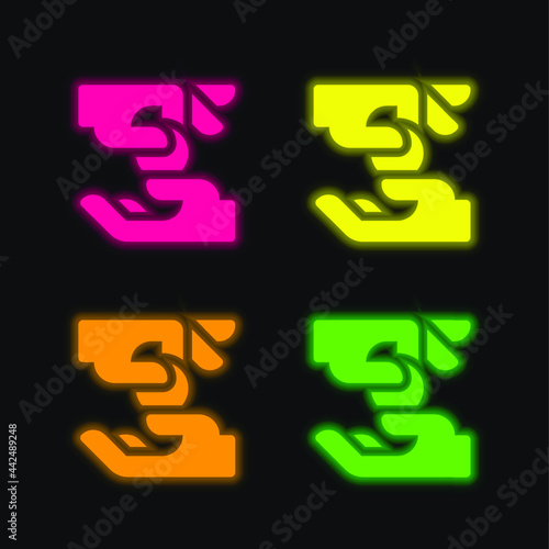 Alms four color glowing neon vector icon