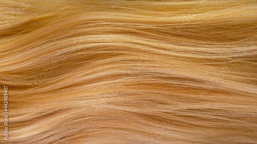 Macro shot of beautiful healthy long smooth flowing blonde hair.