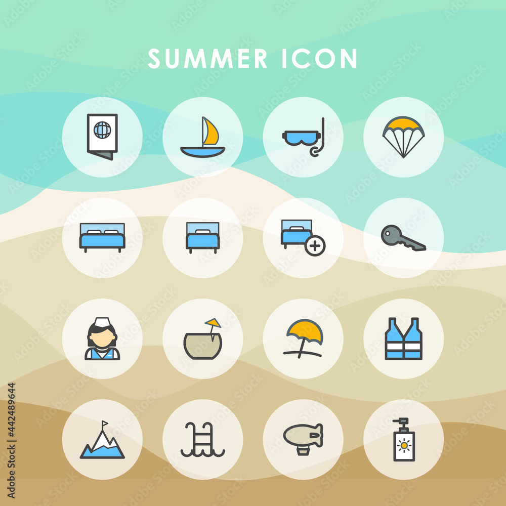 Summer and Travel icon with color