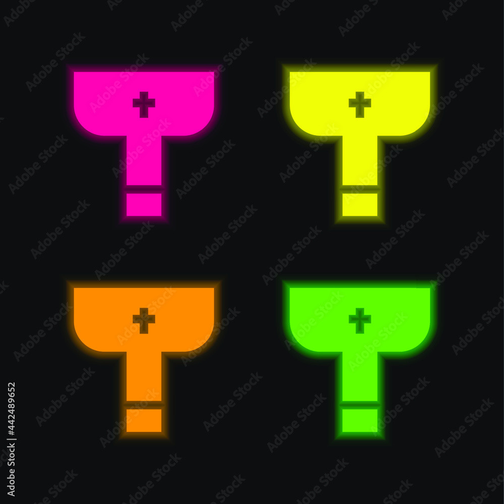 Obraz premium Baptism four color glowing neon vector icon
