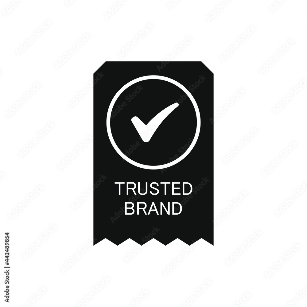 Trusted brand badge icon design isolated on white background. Vector illustration