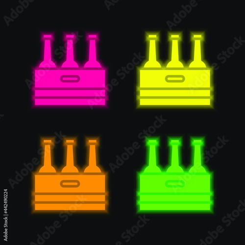 Beer four color glowing neon vector icon