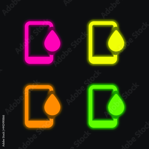 Application four color glowing neon vector icon