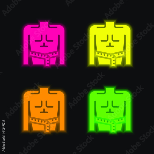 Body Mass four color glowing neon vector icon