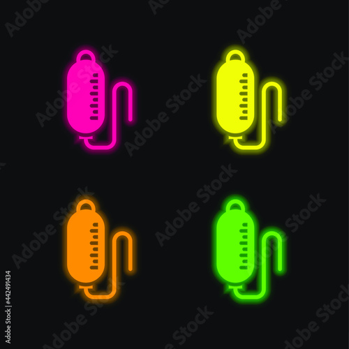 Blood Transfusion four color glowing neon vector icon