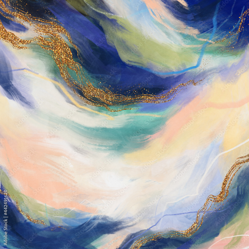 Fototapeta premium Abstract artwork. Versatile artistic backdrop for creative design projects: posters, banners, cards, websites, invitations, magazines, wallpapers. Modern art. Colorful waves.