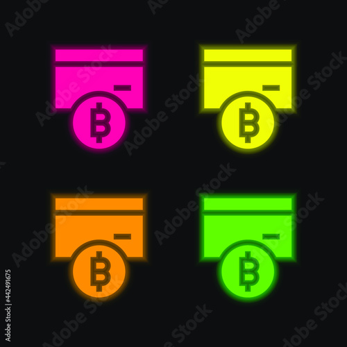 Free Download Bitcoin four color glowing neon vector icon - GFXLoad