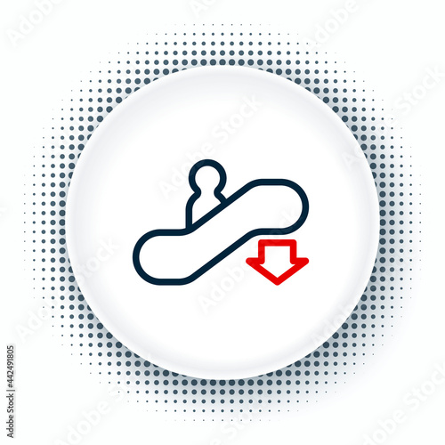 Line Escalator down icon isolated on white background. Colorful outline concept. Vector