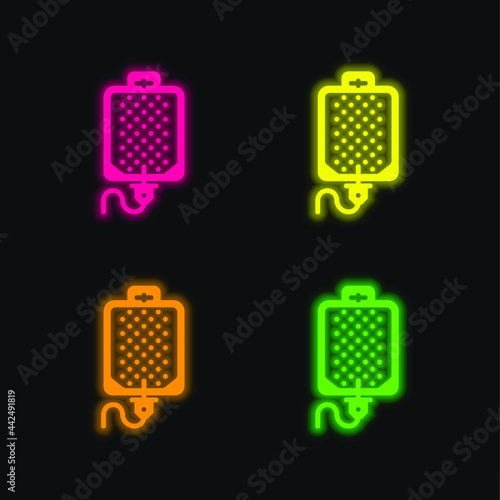 Blood Transfusion four color glowing neon vector icon