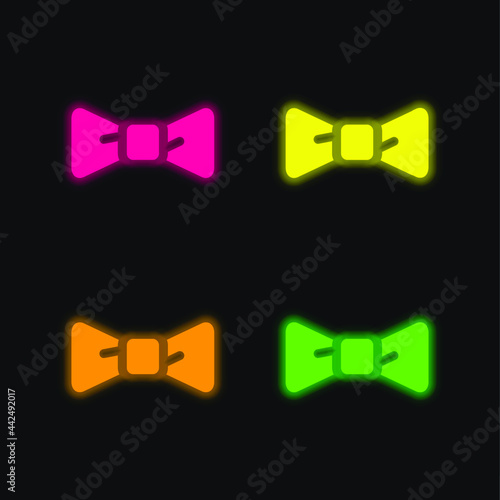 Bow four color glowing neon vector icon